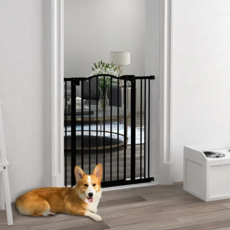 Adjustable Dog Gate – Black, 94cm High, 74–87cm