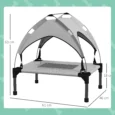 Raised Dog Bed with Canopy – Light Grey, 61 × 46cm