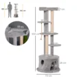 Tall Cat Tower with Den and Multiple Perches – Grey, 150cm