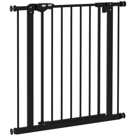 Dog Gate with Double-Action Latch – Black, 74–80cm
