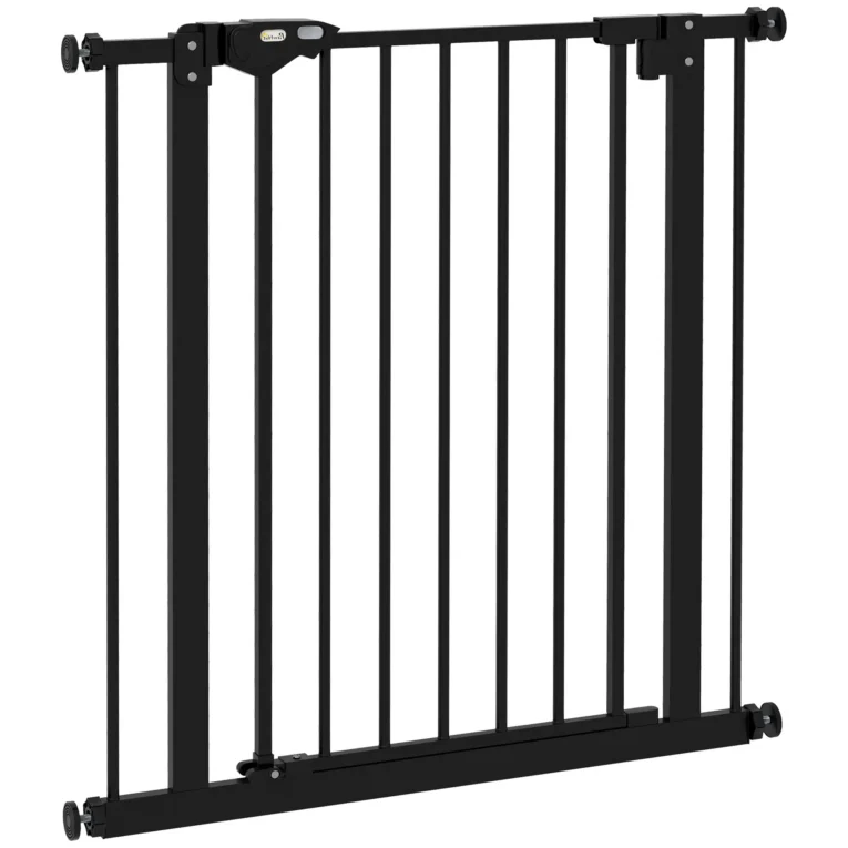 Dog Gate with Double-Action Latch – Black, 74–80cm