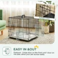 Folding Two-Door Dog Crate with Cushion – Black and Beige, 60cm
