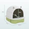 Covered Cat Litter Box with Pull-Out Tray – Green