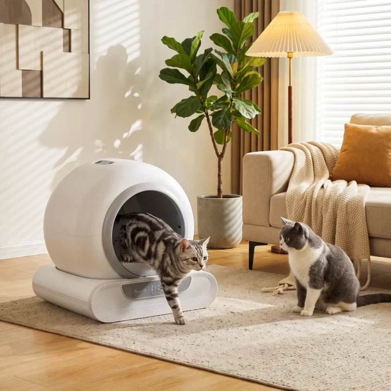 Automatic Cat Litter Tray 65L Self-Cleaning APP Control – White, Grey Automatic Cat Litter Tray 65L Self-Cleaning APP Control – White, Grey