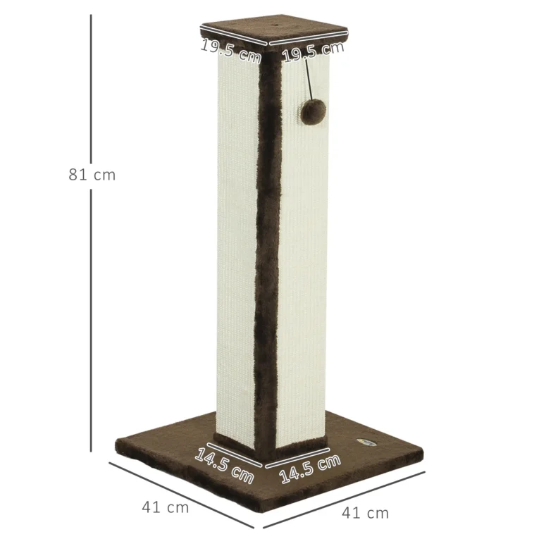 Tall Sisal Cat Scratching Post – Brown, 81cm Tall Sisal Cat Scratching Post – Brown, 81cm