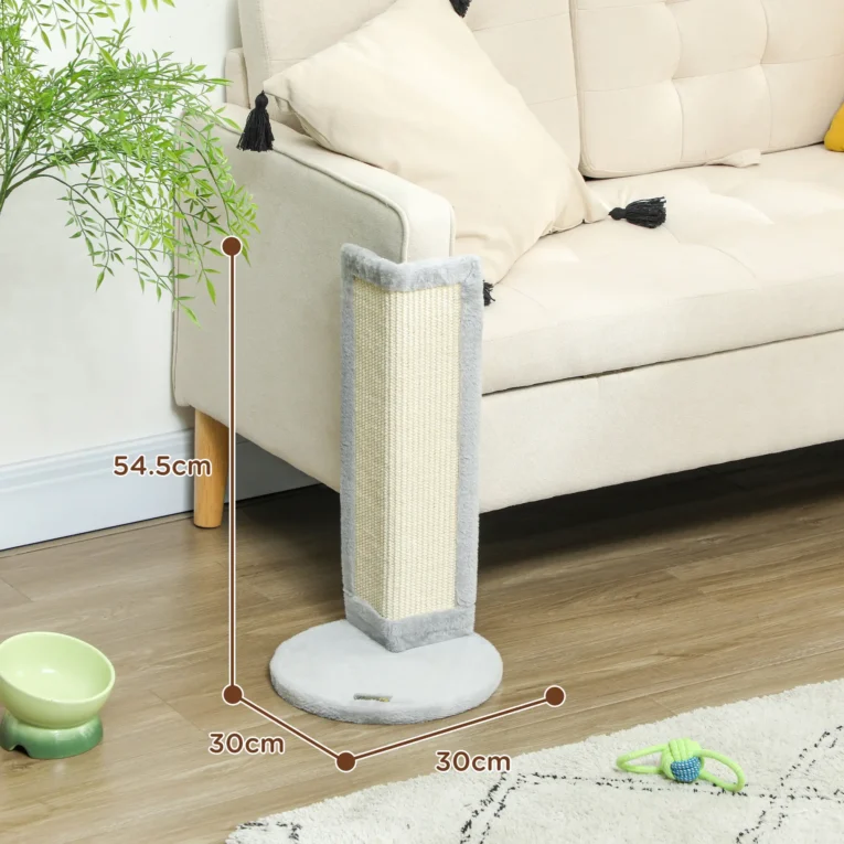 Corner Cat Scratching Post with Sisal Pad – Grey, 56cm