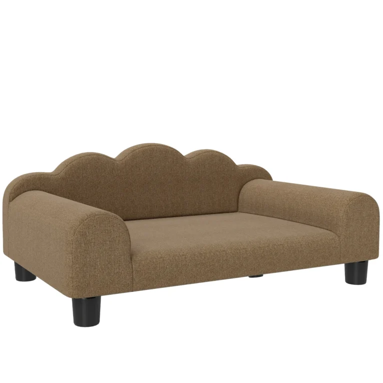 Elevated Dog Sofa Bed with Backrest – Brown Elevated Dog Sofa Bed with Backrest – Brown