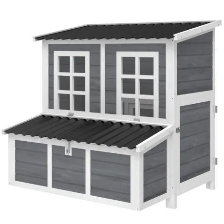 Wooden Chicken Shelter with Nesting Box – Light Grey