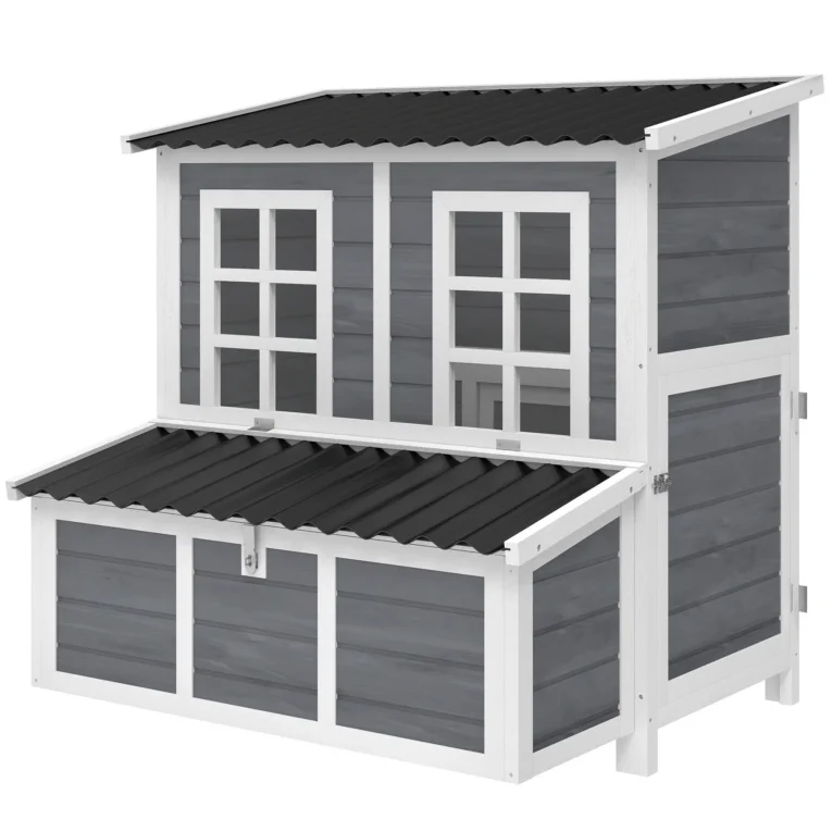 Wooden Chicken Shelter with Nesting Box – Light Grey