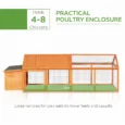 Wooden Chicken Coop with Nesting Box and Opening Roof – Orange, 240cm