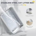 XL Enclosed Steel Litter Box with Top Exit – Light Grey, 60cm