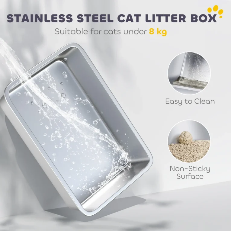 XL Enclosed Steel Litter Box with Top Exit – Light Grey, 60cm XL Enclosed Steel Litter Box with Top Exit – Light Grey, 60cm