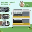 Wheeled Two-Level Rabbit Hutch – Grey and White