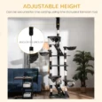 Floor-to-Ceiling Cat Tree with Hammocks and Tunnel – White, 240–260cm