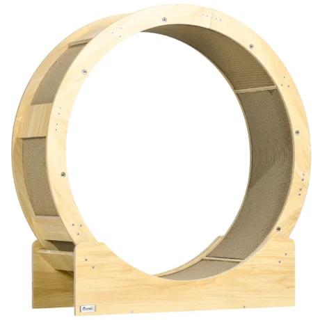 Cat Exercise Wheel with Brake and Replaceable Scratching Pad &ndash; Oak Tone