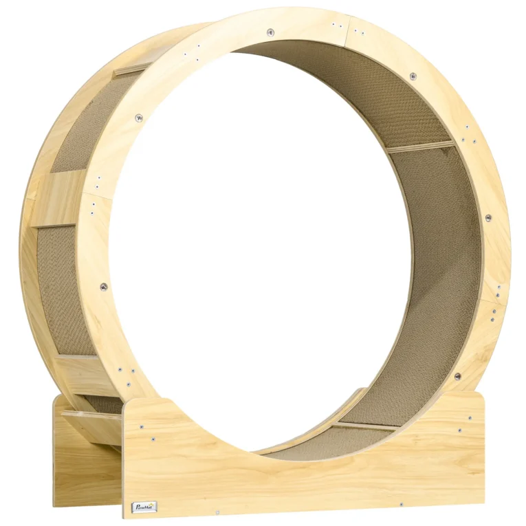 Cat Exercise Wheel with Brake and Replaceable Scratching Pad – Oak Tone