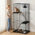 Tall Indoor Cat Enclosure with Hammock and Platforms – Black