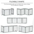 Four-Panel Freestanding Wooden Dog Gate – Light Grey, 204cm