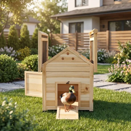 Wooden Duck House with Opening Roof and Removable Floor – Natural