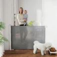 Retractable Fabric Pet Gate – White and Grey, 115cm