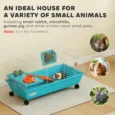Small-Pet Habitat with Wheels and Water Bottle – Blue