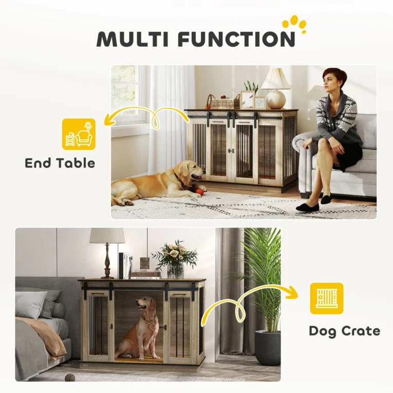 Dog Crate Furniture Large and Small Dogs – Oak tone