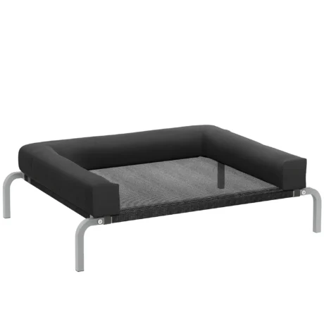 Raised Dog Bed with Removable Bolsters – Black, 90cm