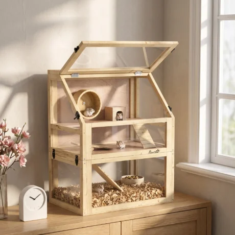 Wooden Hamster Habitat with Detachable Base &ndash; Natural, 60cm &ndash; detail 2