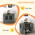 Dog Crate Side Table with Double Doors – Grey, 95cm