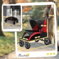 Large Four-Wheel Dog Stroller with Cushion – Red and Black, 30kg
