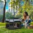 Folding Fabric Pet Playpen – Grey, 74cm