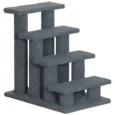 Four-Step Plush Pet Stairs – Grey, 60cm