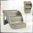 Folding Three-Step Pet Stairs – Grey, 38cm