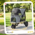 Three-Wheel Folding Dog Stroller with Dual Entry – Grey