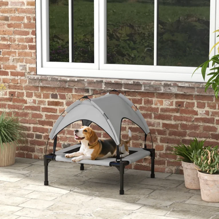 Cooling Raised Pet Bed 76x61cm – Light grey