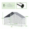 Walk-In Steel Chicken Run with Cover – Silver, 3 × 1.7m