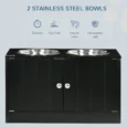 Raised Dog Feeding Cabinet – Black, Two 2L Bowls