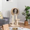 Cat Activity Tower with Enclosed Den and Play Toys – Beige, 100cm