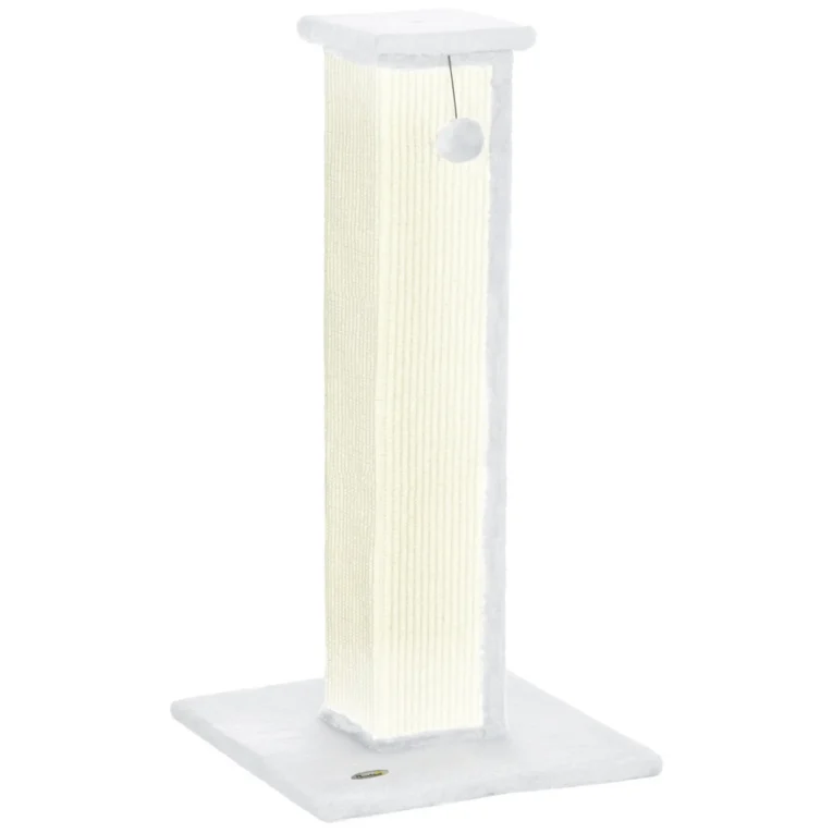 81cm Tall Sisal Cat Scratching Post with Hanging Ball – White