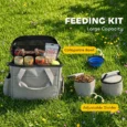Dog Travel Bag with Food Containers – Light Grey