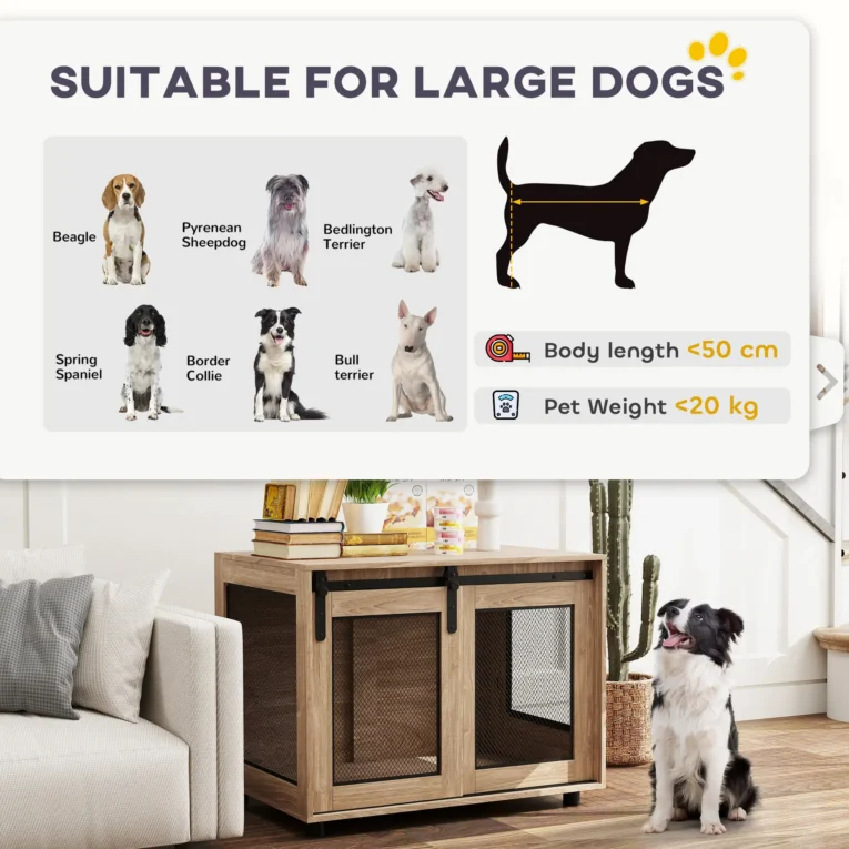 Dog Crate Furniture 80W x 58.5D x 63Hcm – Walnut Brown
