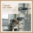Floor-to-Ceiling Cat Tower with Hammock – Grey, 230–250cm