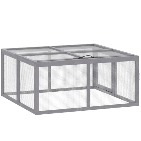 Folding Wooden Small-Animal Run with Opening Top &ndash; Grey, 110cm