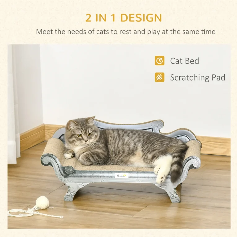 Cardboard Cat Scratching Sofa – Brown and White, 60cm Cardboard Cat Scratching Sofa – Brown and White, 60cm
