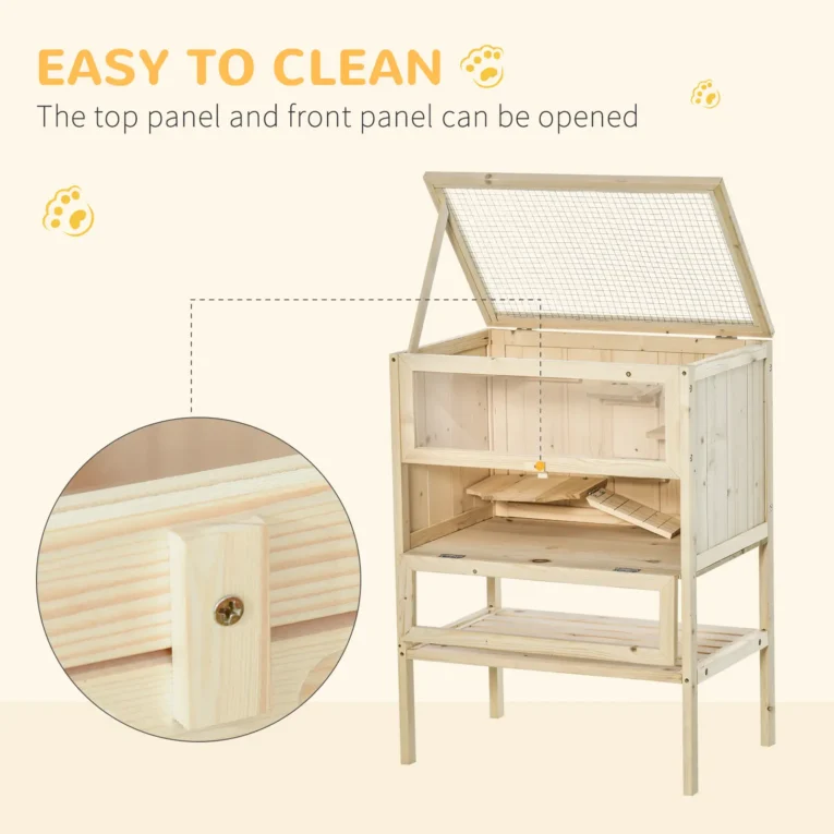 Wooden Hamster Cage Natural 60x40x80cm – Natural wood