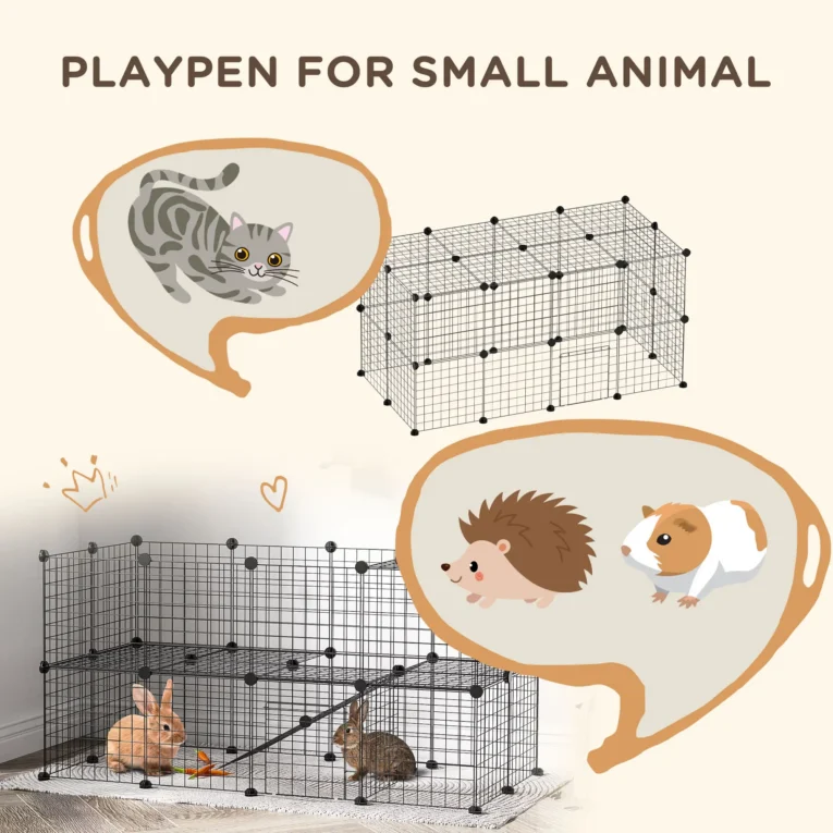 Modular 36-Panel Wire Pet Playpen – Black Modular 36-Panel Wire Pet Playpen – Black