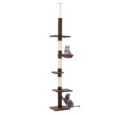 5-Tier Cat Tree Adjustable Height 230-260cm – Brown and white