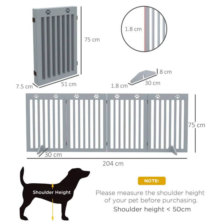 Pet Gate 204L x 30W x 75Hcm – Grey Pet Gate 204L x 30W x 75Hcm – Grey