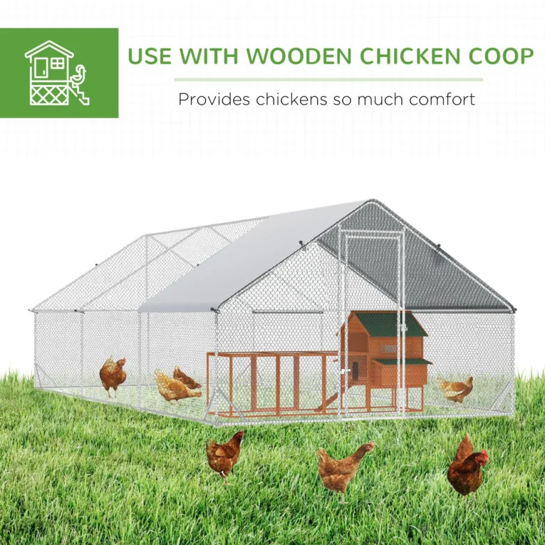 Walk-In Steel Poultry Run with Covered Section – 6 × 3m