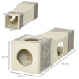 Cat Tunnel with Caves and Scratching 98cm – Brown and Beige
